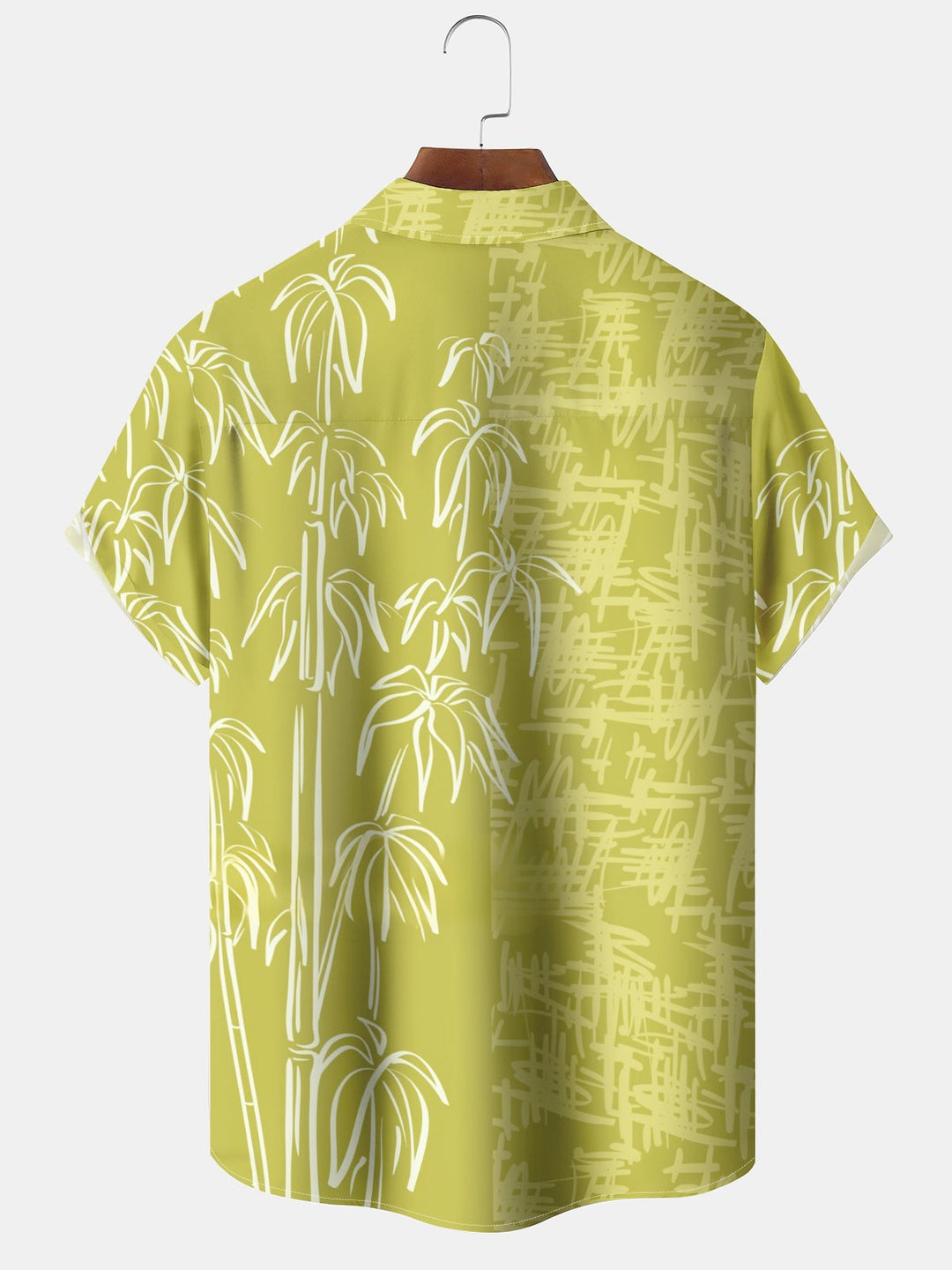 Alohadaddy® Hawaiian Asymmetric Bamboo Art Print Pockets Large Size Stretch Men&