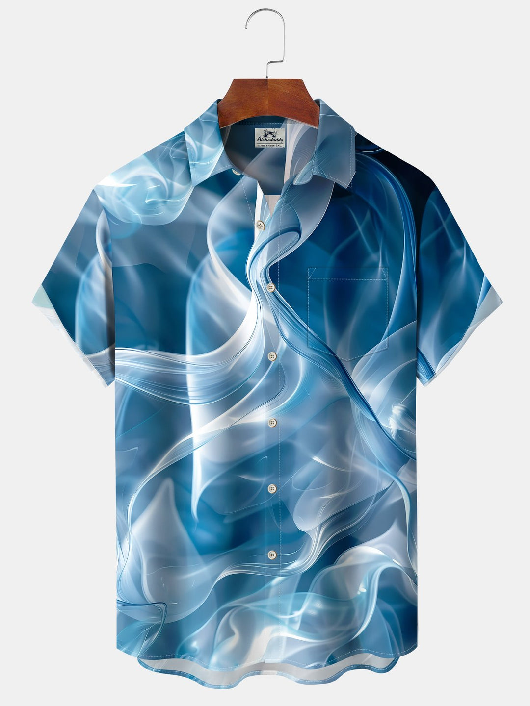 Alohadaddy® Casual Abstract Texture Chest Pocket Stretch Oversized Men&