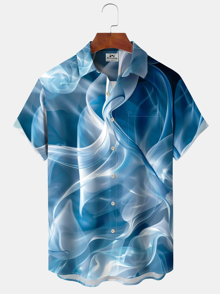 Alohadaddy® Casual Abstract Texture Chest Pocket Stretch Oversized Men&