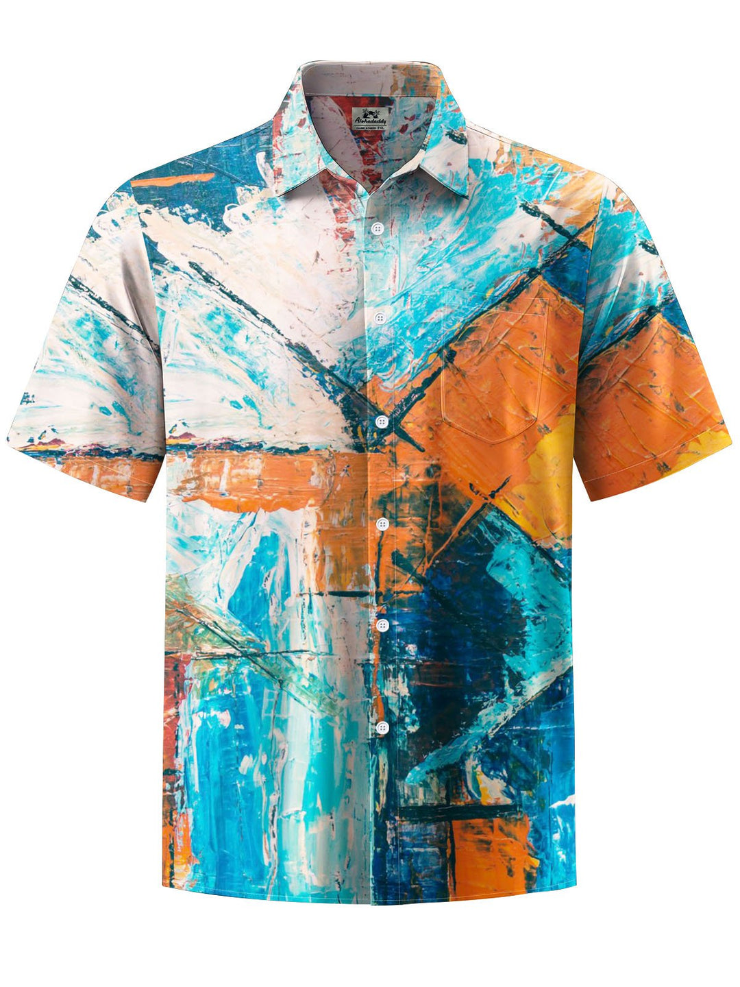 Alohadaddy® Vintage Geometric Paint Print Chest Pocket Men&