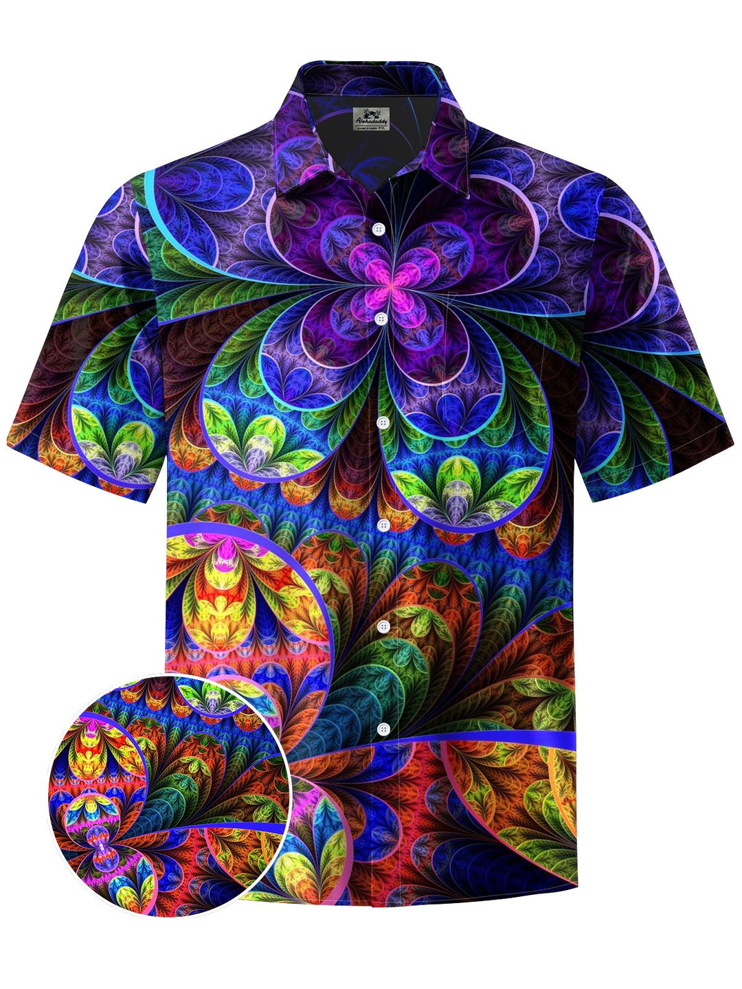 Alohadaddy® Casual Abstract Flowers Print Art Chest Pocket Men&