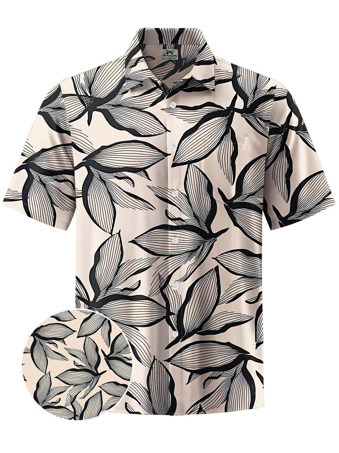 Alohadaddy® Vintage Floral Art Print Chest Pocket Mens Short Sleeve Shirt Big &amp; Tall