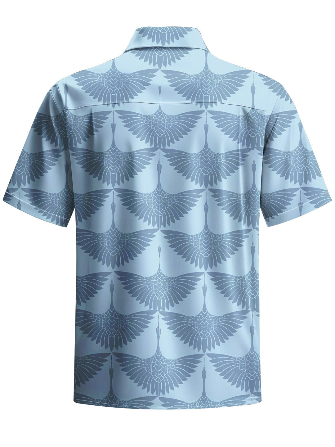 Alohadaddy® Casual Crane Art Print Chest Pocket Moisture Wicking Men&