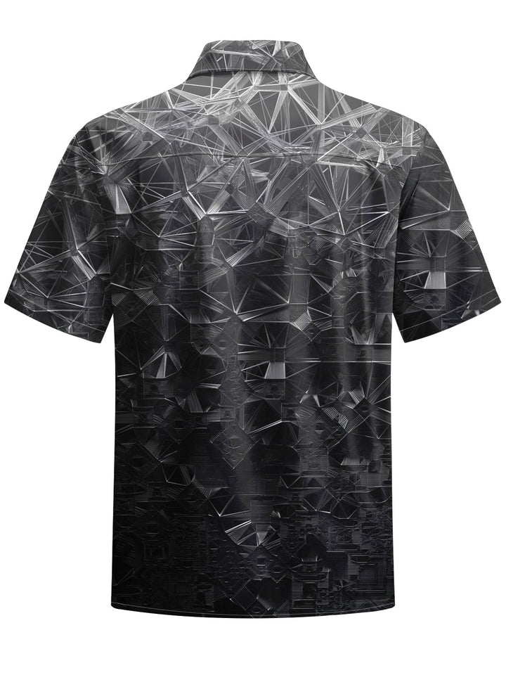 Alohadaddy® Casual Geometric Gradient Print Art Mens Moisture Wicking Short Sleeve Shirt Big &amp; Tall