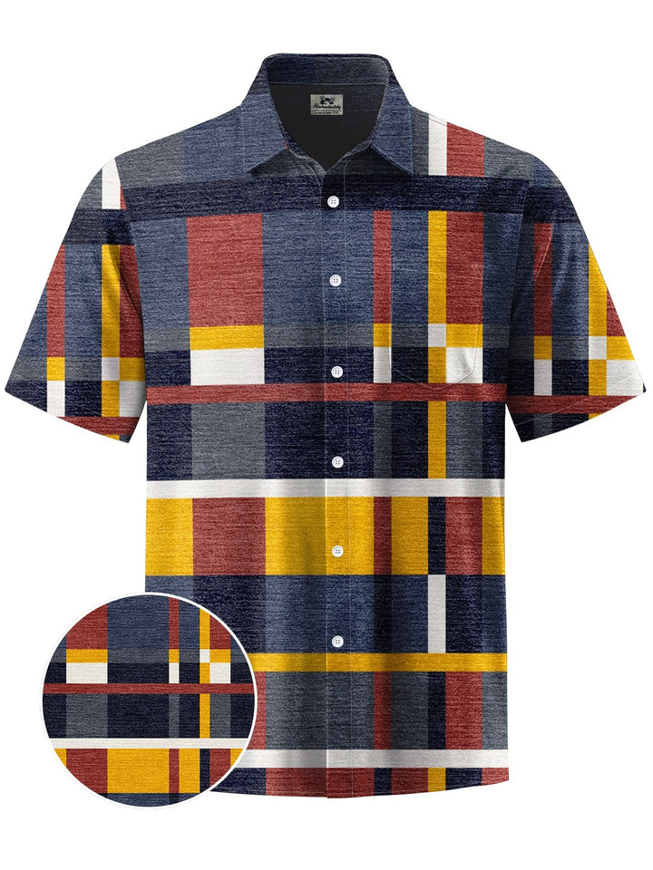 Alohadaddy® Vintage Check Art Print Chest Pocket Men&