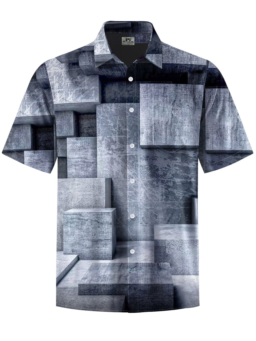 Alohadaddy® Casual Geometric Art Print Chest Pocket Men&