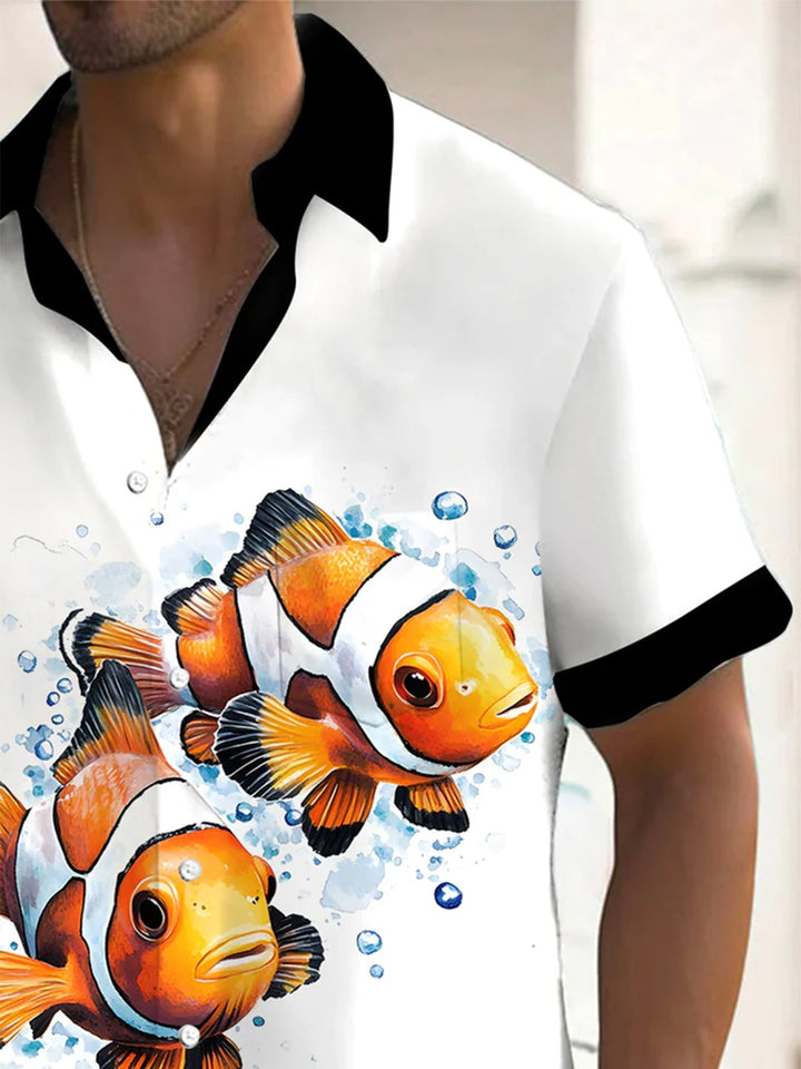 Alohadaddy® Hawaii Goldfish Art Print Moisture Wicking Mens Short Sleeve Shirt Big &amp; Tall