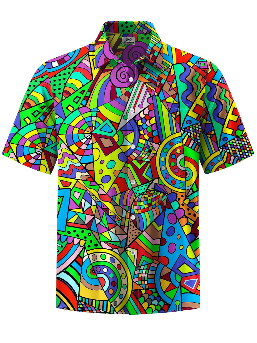 Alohadaddy® Casual Geometric Art Print Chest Pocket Men&