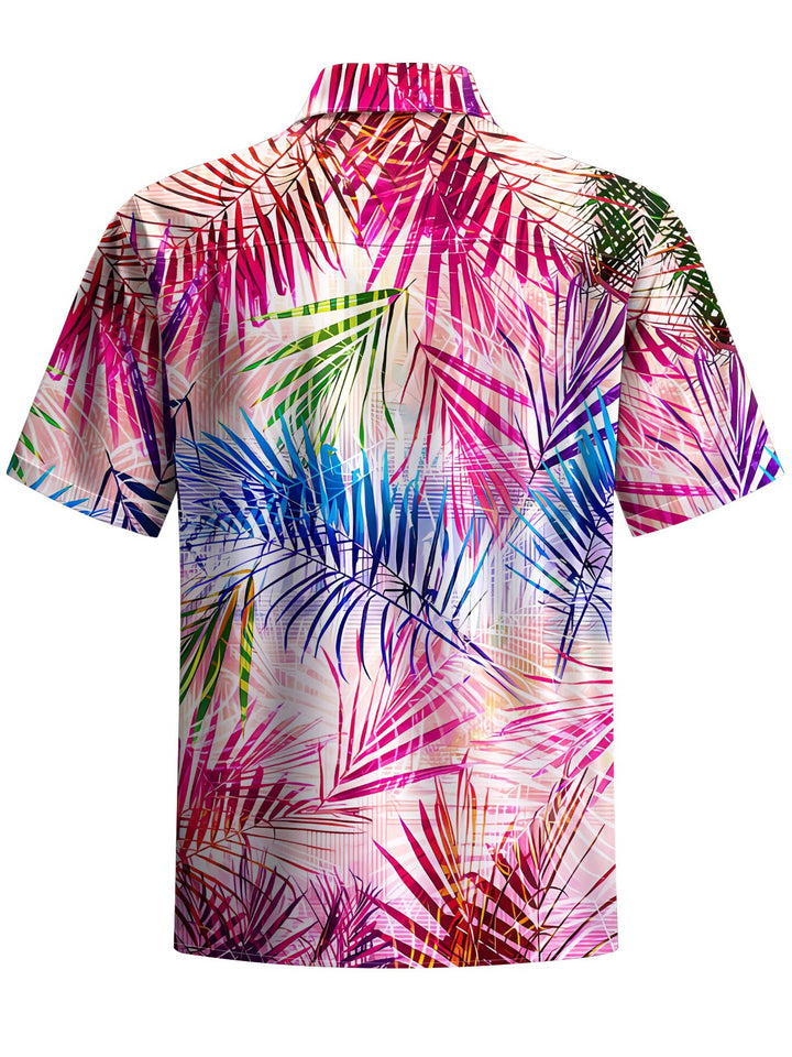 Alohadaddy® Hawaiian Palm Leaf Art Print Chest Pocket Men&