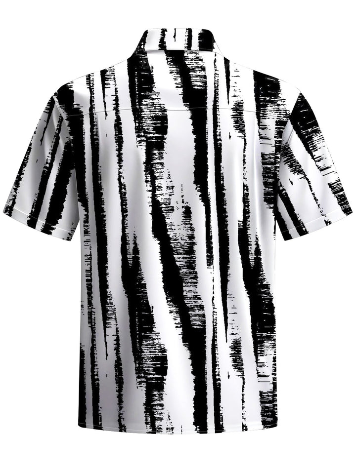 Alohadaddy® Casual Stripe Art Print Chest Pocket Men&