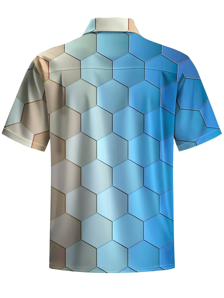 Alohadaddy® Casual Geometric Ombre Art Print Chest Pocket Men&