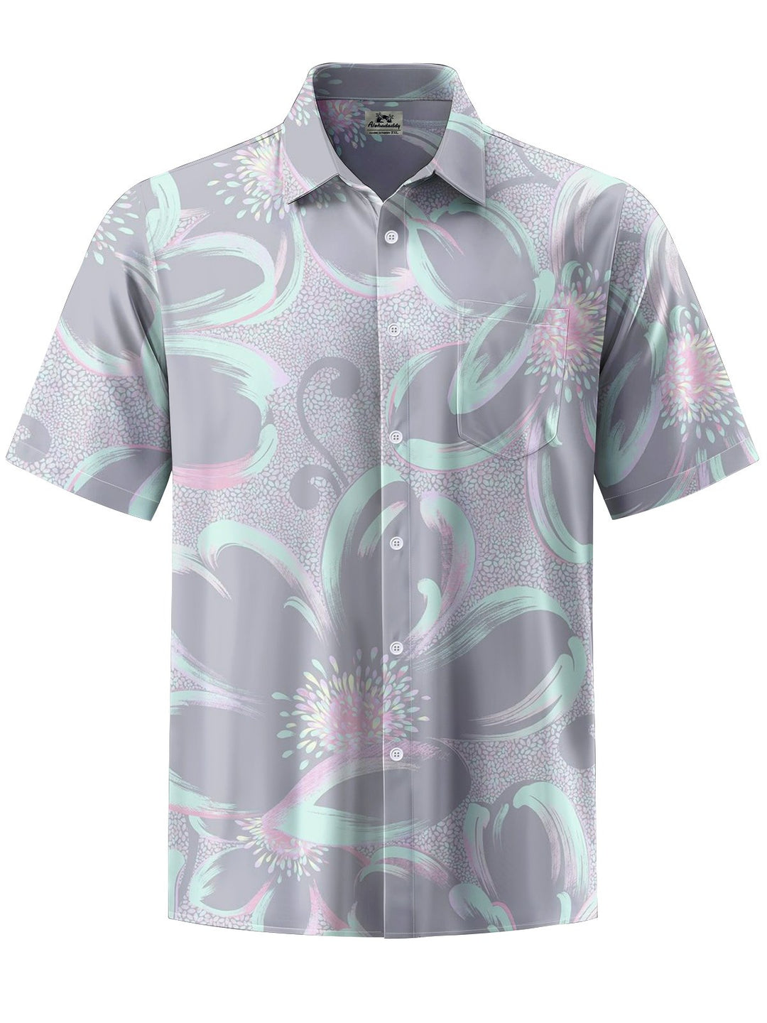 Alohadaddy® Hawaiian Floral Painting Art Print Chest Pocket Men&
