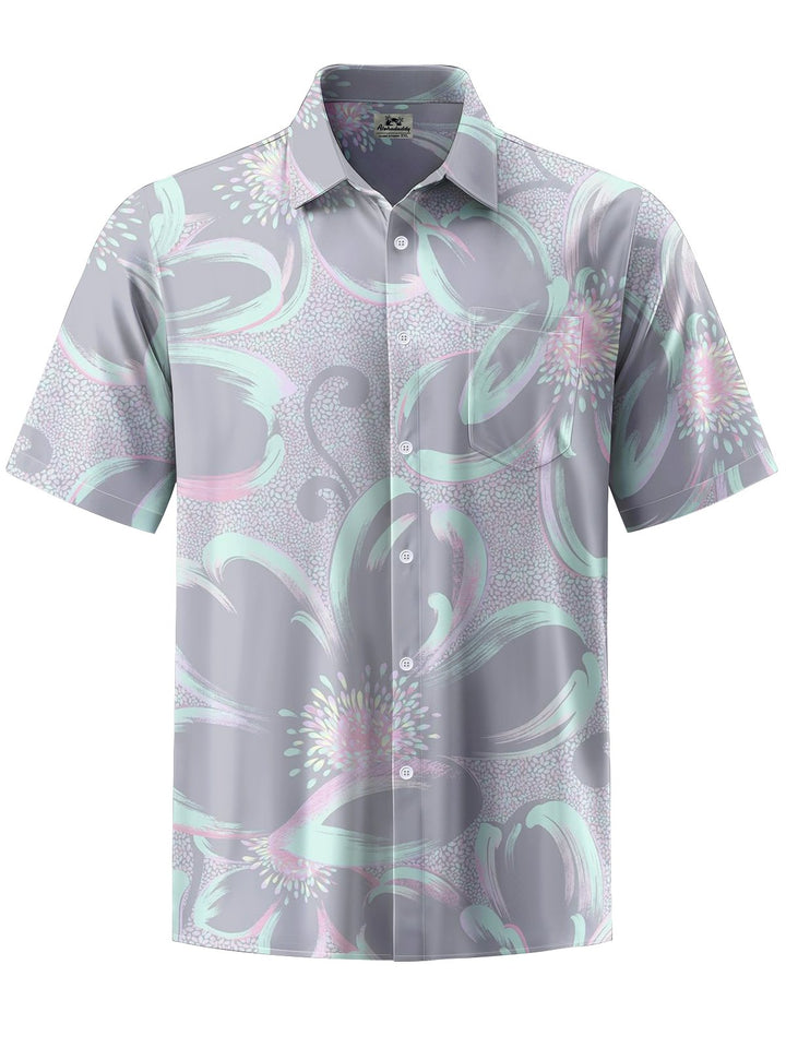 Alohadaddy® Hawaiian Floral Painting Art Print Chest Pocket Men&