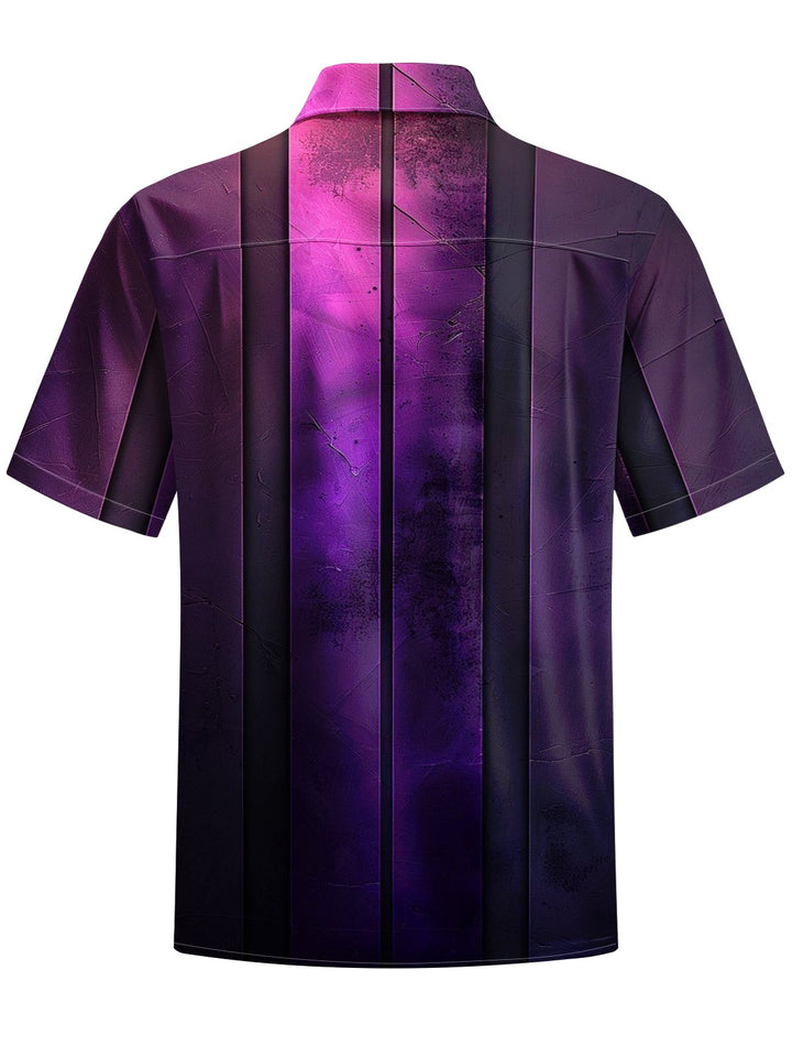Alohadaddy® Vintage Stripe Ombre Printed Artwork Chest Pocket Men&