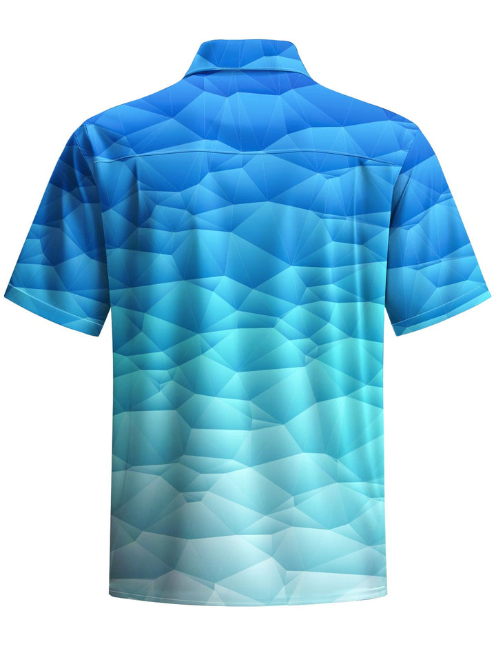 Alohadaddy® Casual Geometric Gradient Art Print Chest Pocket Men&