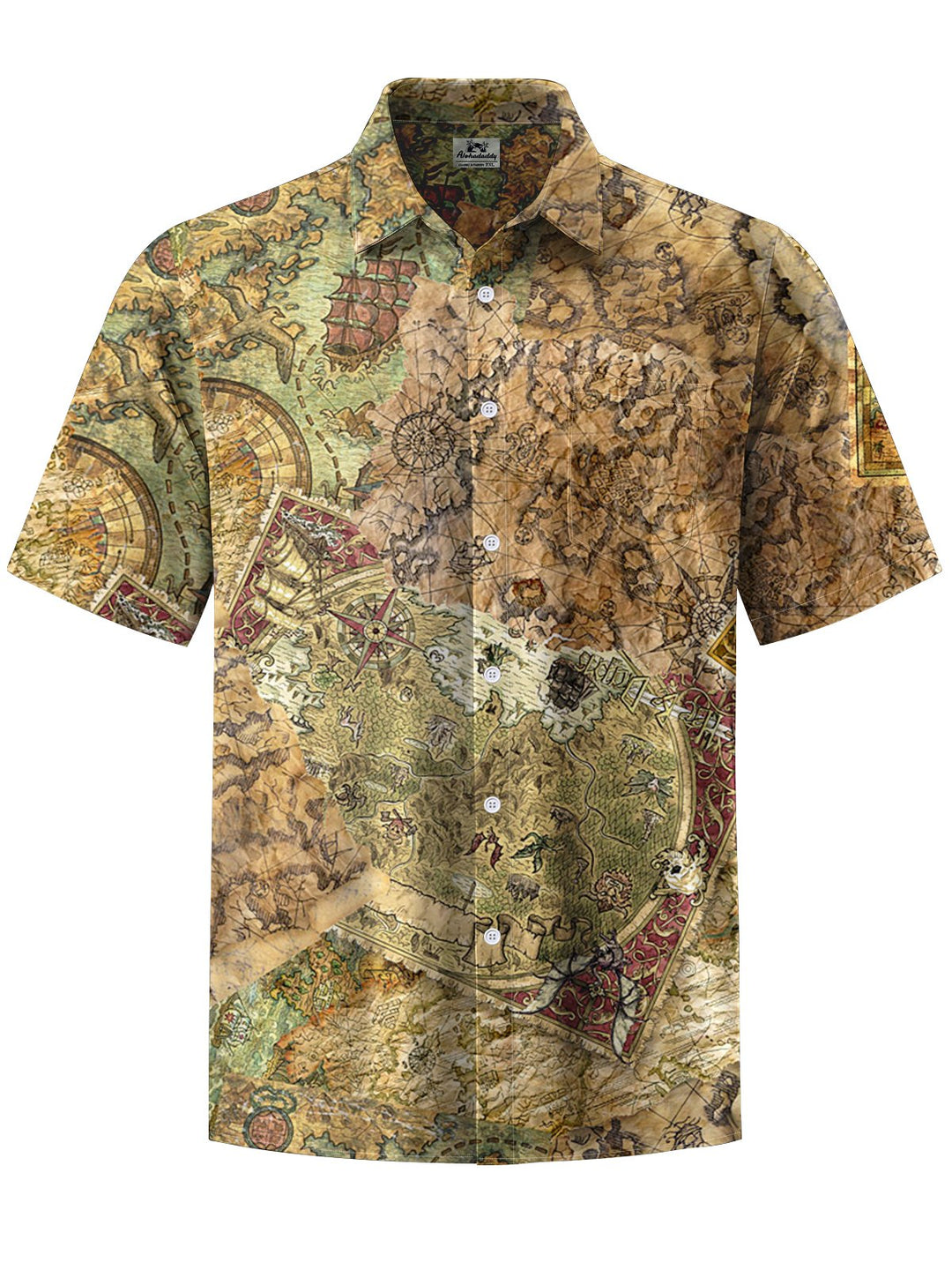 Alohadaddy® Vintage Map Art Print Pocket Stretch Men&