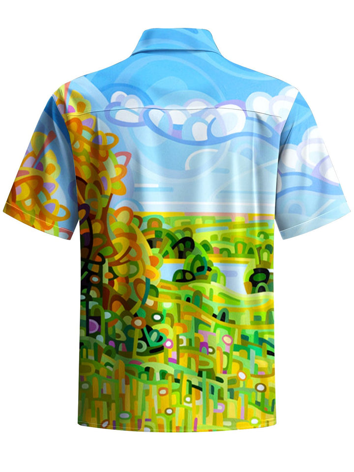 Alohadaddy® Hawaiian Abstract Art Print Elastic Pocket Button Men&