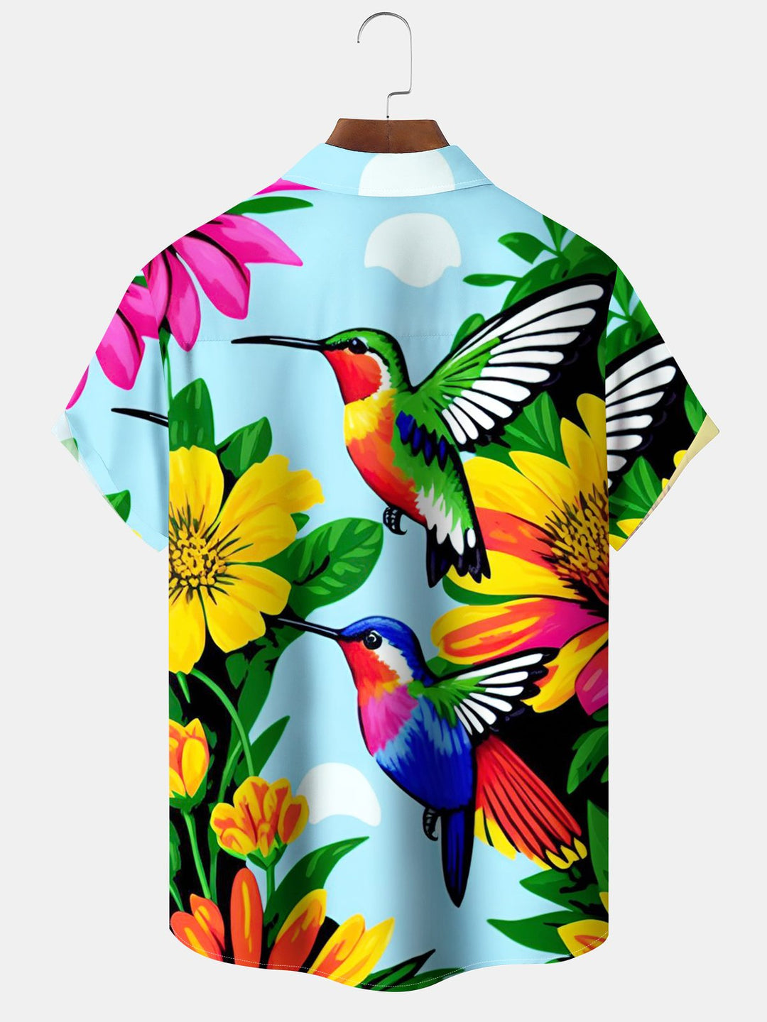 Alohadaddy® Hawaiian Hummingbird Plant Print Men&
