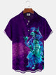 Alohadaddy® Retro Geometric Cartoon Pocket Button Stretch Men's Short Sleeve Shirt Big & Tall
