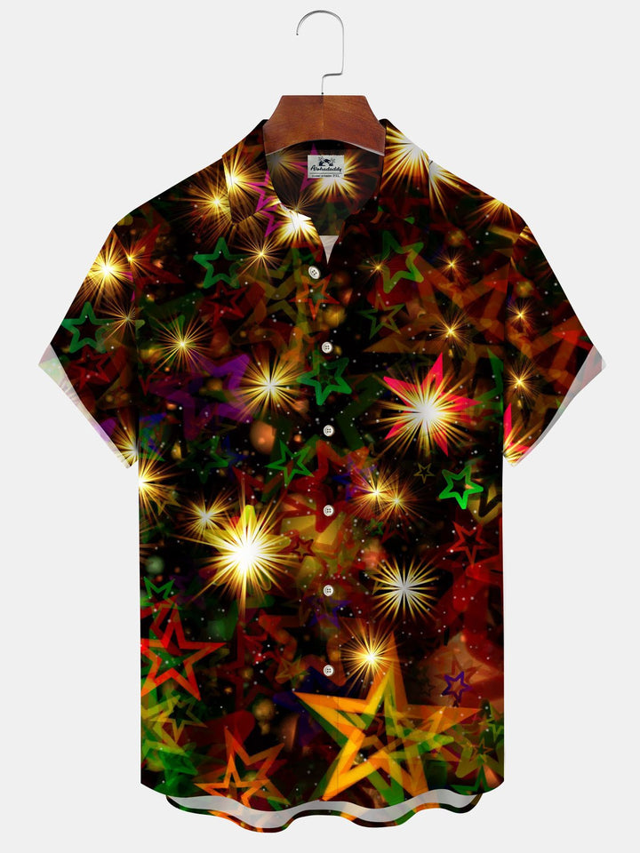 Alohadaddy® Christmas Star Print Pocket Elastic Button Men&