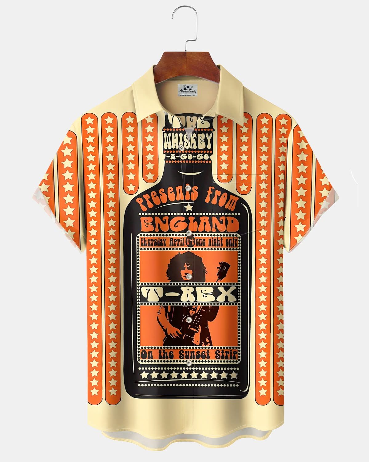 Alohadaddy® Vintage Concert Poster Print Pocket Stretch Men's Short Sleeve Shirt Big & Tall