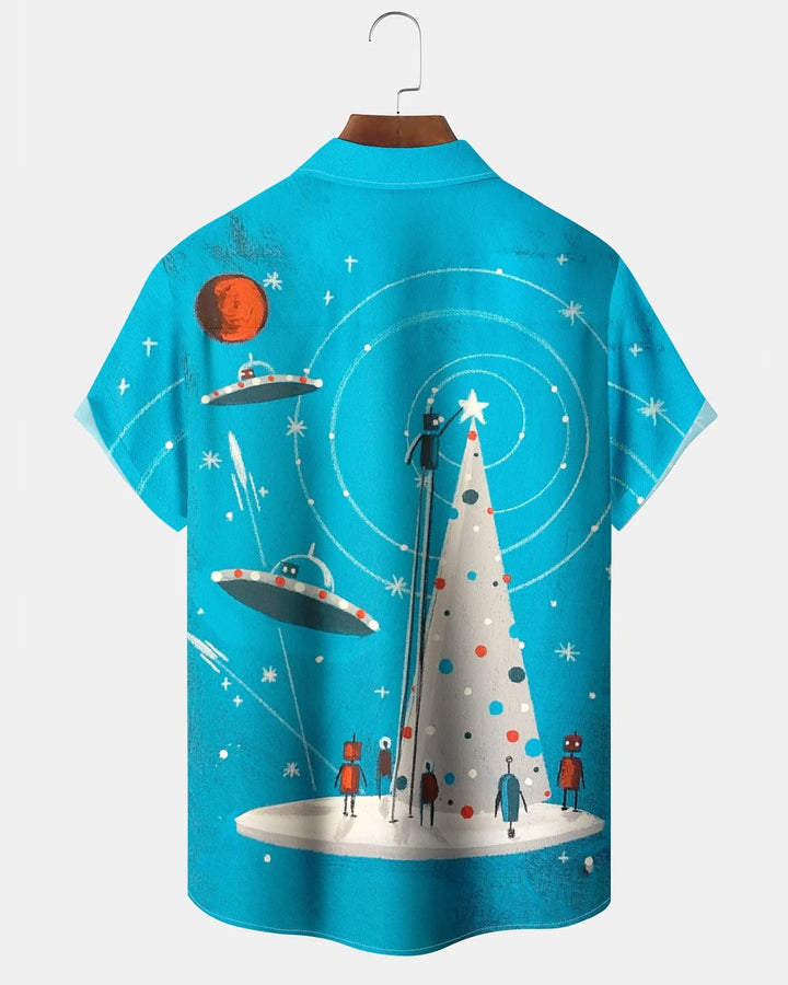 Alohadaddy® Retro Christmas Tree Alien Print Men&