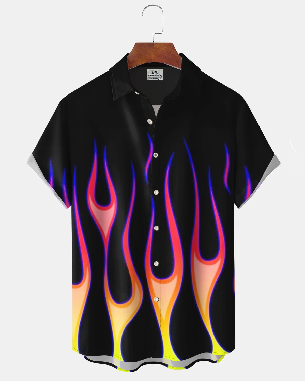 Alohadaddy® Casual Geometric Flame Print Art Stretch Men's Short-Sleeve Shirt Big & Tall