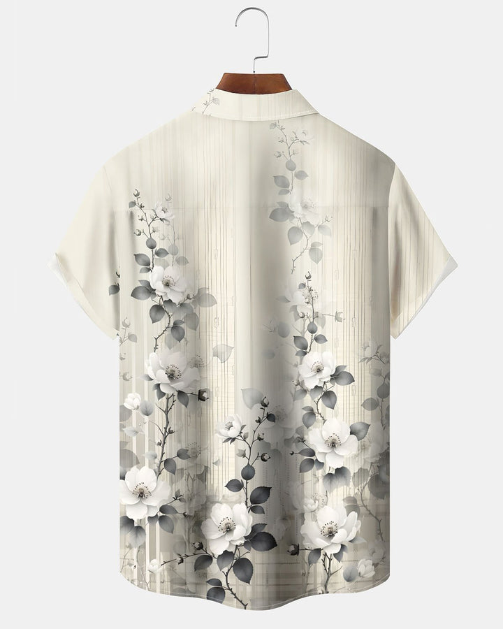 Alohadaddy® Casual Floral Striped Art Print Men&