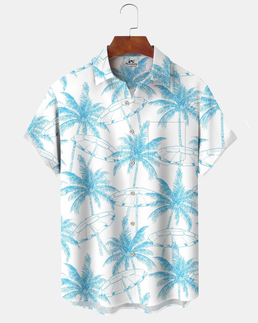 Alohadaddy® Hawaiian Palm Tree Print Art Button Cardigan Pocket Men&