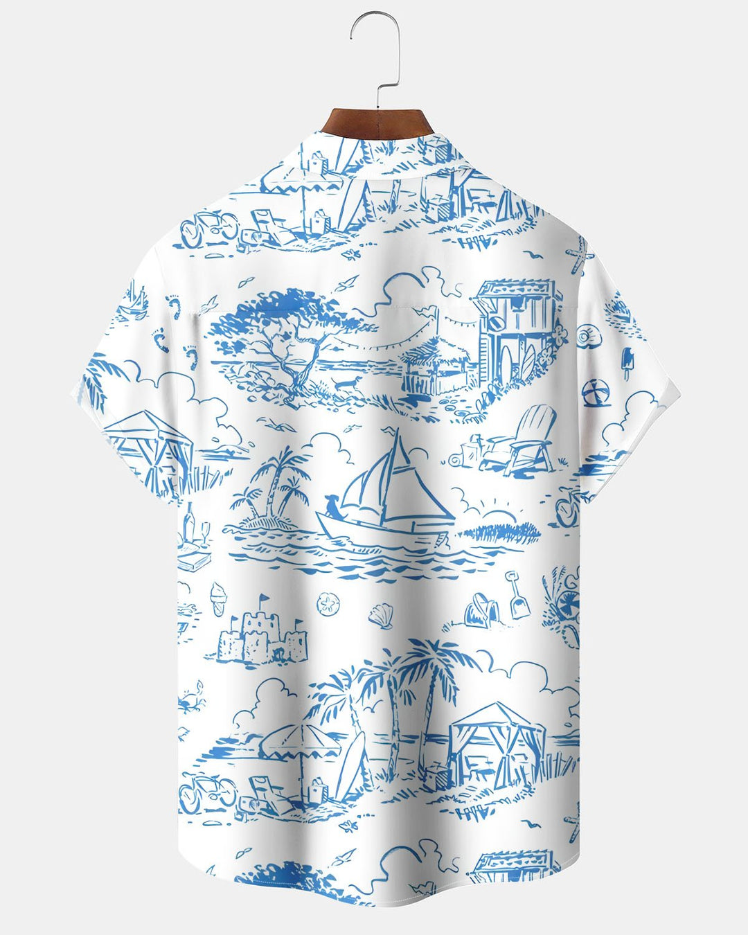 Alohadaddy® Casual Beach Vacation Print Art Button Pocket Cardigan Men&