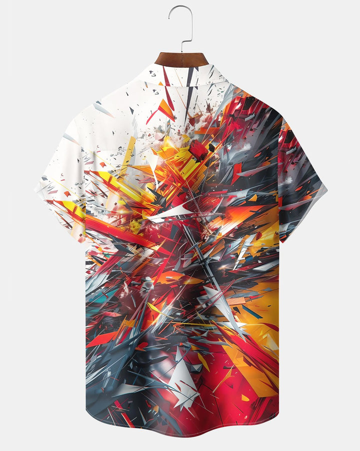 Alohadaddy® Casual Abstract Print Art Button Pocket Cardigan Men&