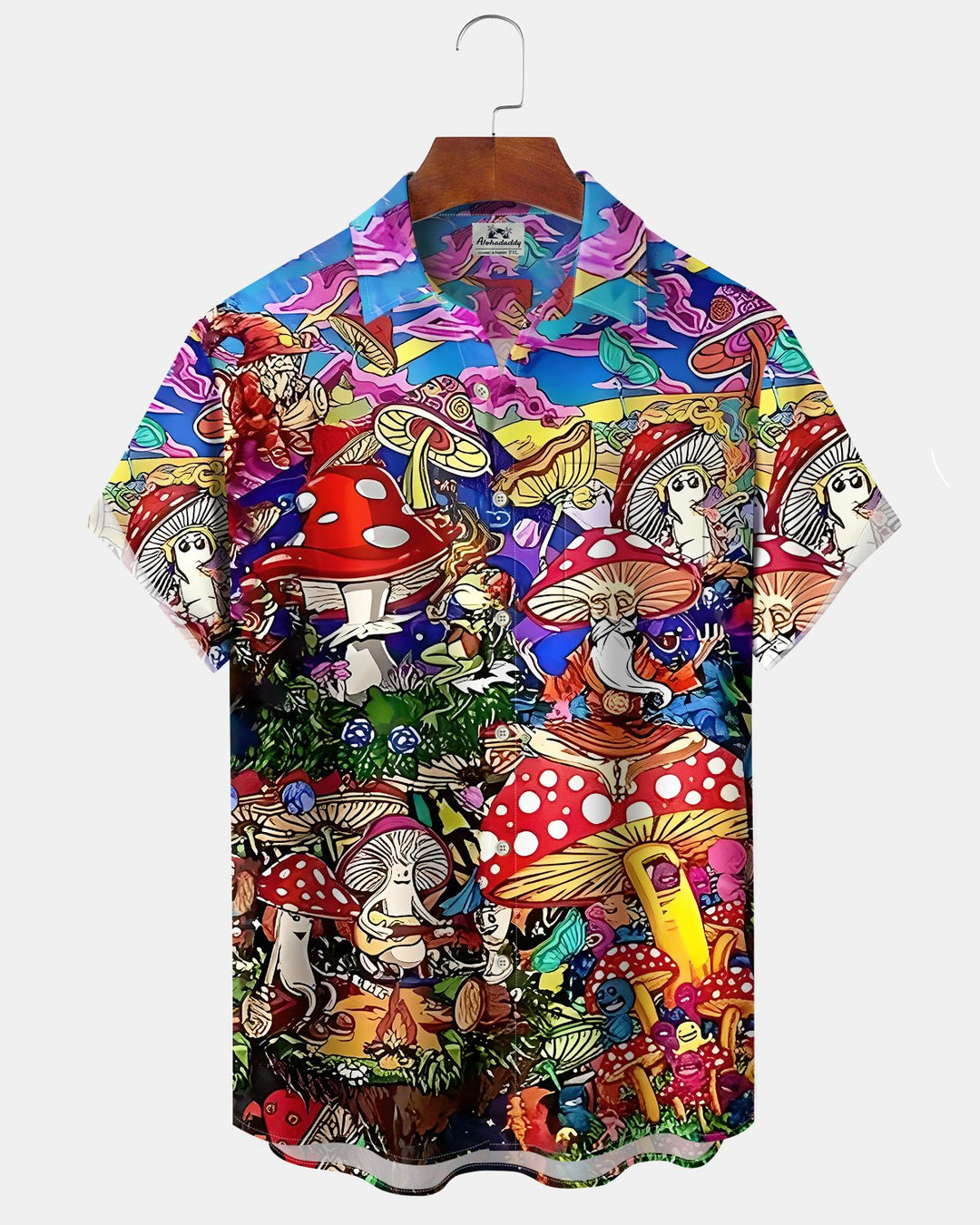 Alohadaddy® Vintage Fly Agaric Mushroom Print Art Buttons Pockets  Cardigan, Men&