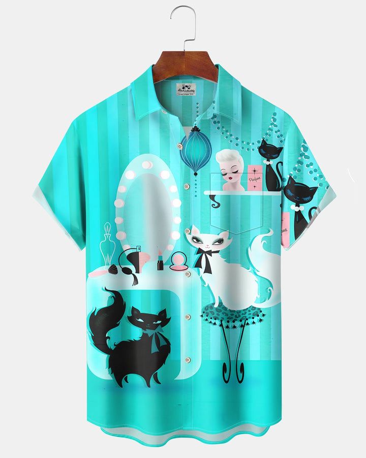 Alohadaddy® Casual Atomic Print Art Button Pocket Cardigan Men&