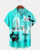 Alohadaddy® Casual Atomic Print Art Button Pocket Cardigan Men's Short Sleeve Shirt