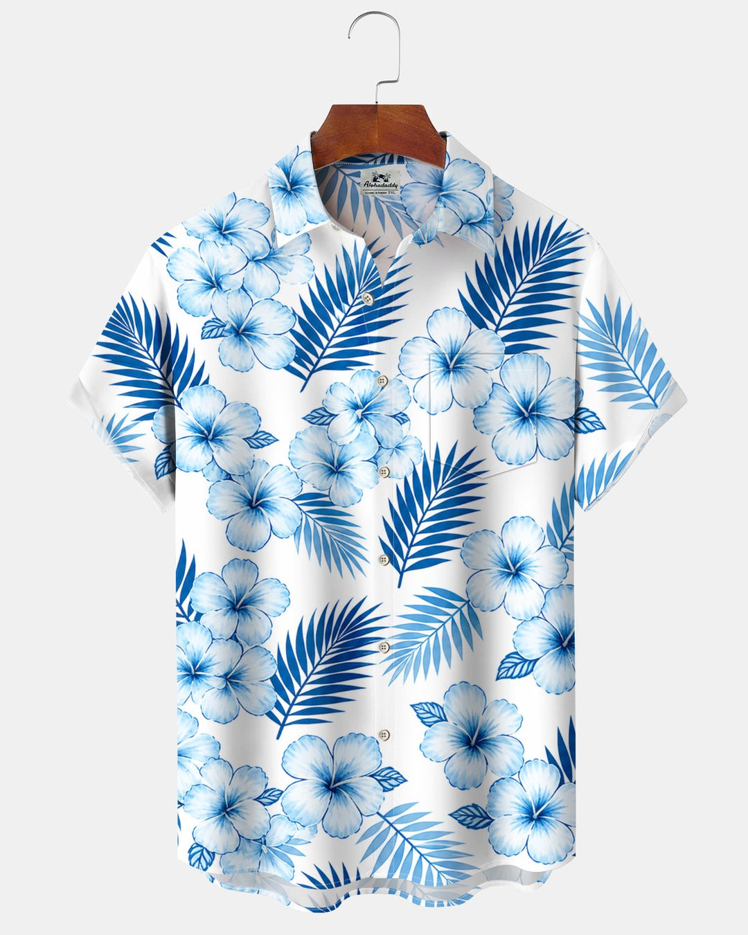 Alohadaddy® Hawaiian Palm Leaf Print Art Button Pocket Cardigan Men&