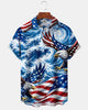Alohadaddy® Men's Short-Sleeve Button-Down Shirt – Vintage Flag Print with Pocket