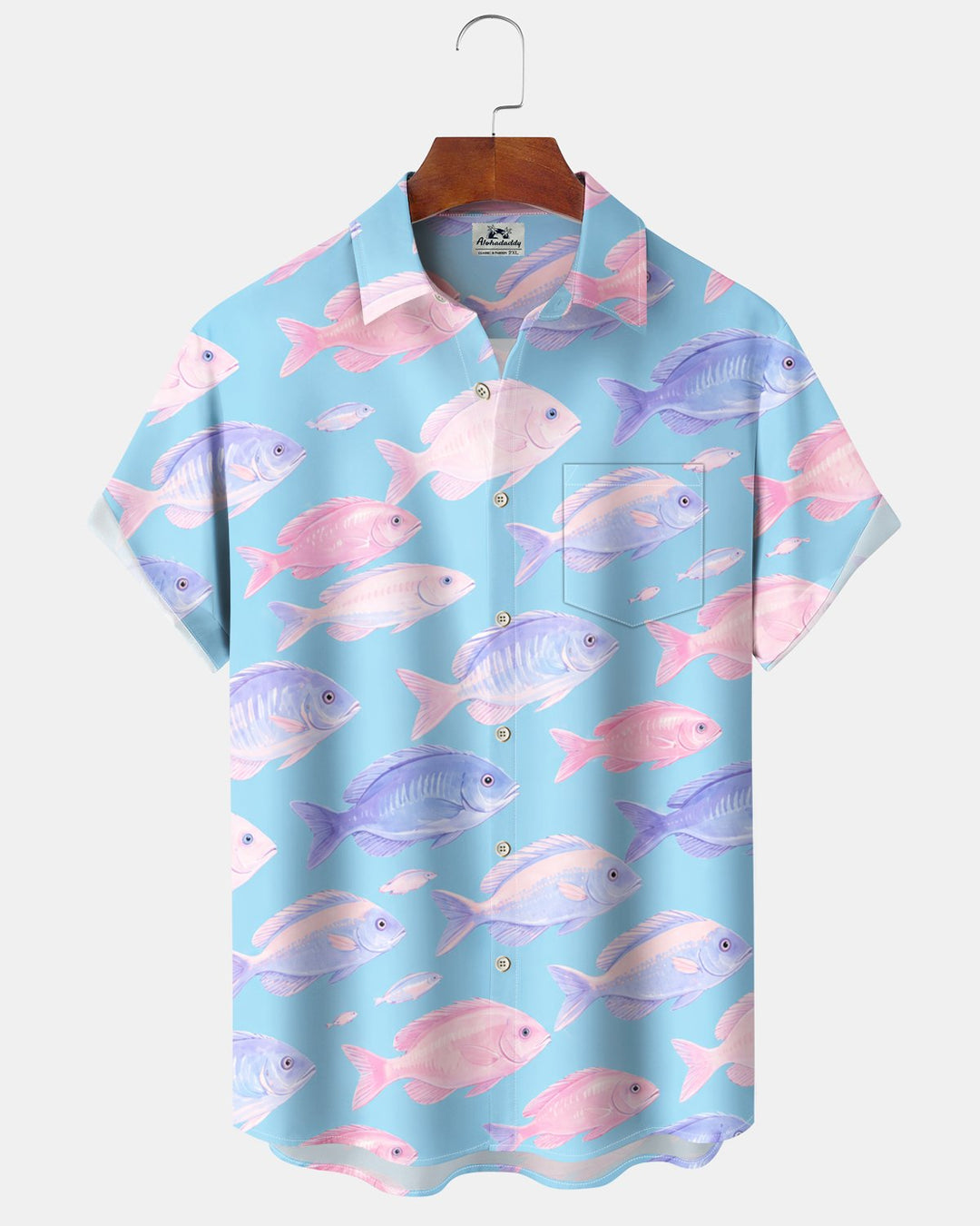 Alohadaddy® Hawaiian Fish Print Art Button Pocket Cardigan Men&