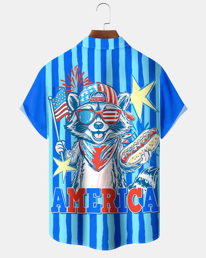 Alohadaddy® Holiday Independence Day Print Art Button Pocket Cardigan Men&