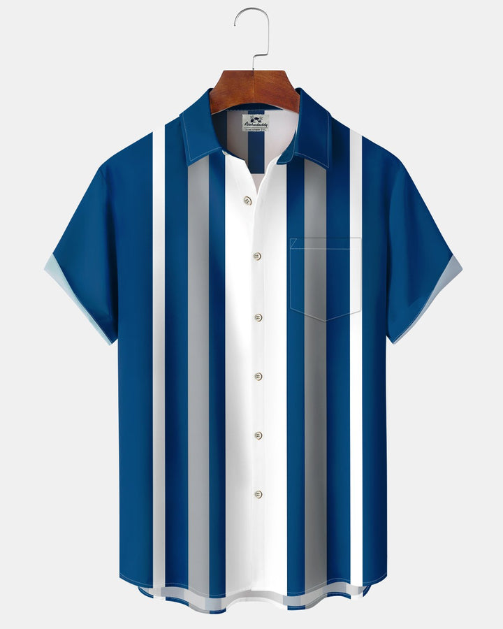 Alohadaddy® Casual Striped Art Print Button-Down Cardigan with Pockets for Men&