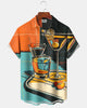 Alohadaddy® Men's Short-Sleeve Button-Down Shirt  Retro Geometric Atomic Print with Pocket