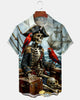 Alohadaddy® Men's Short-Sleeve Button-Down Shirt with Pocket Vintage Pirate Skull Print