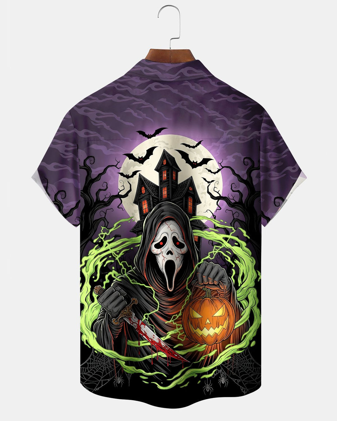 Alohadaddy® Holiday Halloween Graphic Print Button-Down Pocket Cardigan-Style Men&