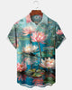 Alohadaddy® Men's Short-Sleeve Button-Down Shirt  Hawaiian Lotus Print with Pocket