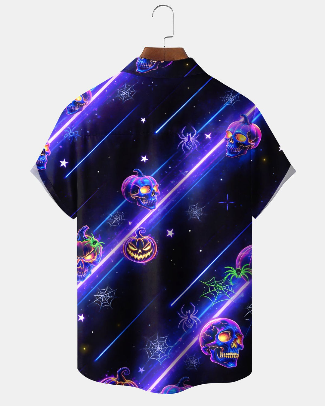 Alohadaddy® Holiday Halloween Rubber Duck Print Button-Down Pocket Short-Sleeve Shirt for Men