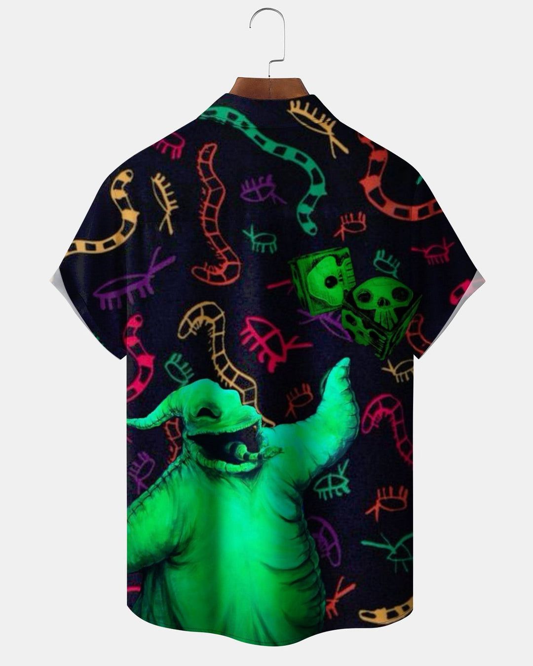 Alohadaddy® Holiday Halloween Oogie Boogie Monster Print Button-Down Pocket Cardigan-Style Men&