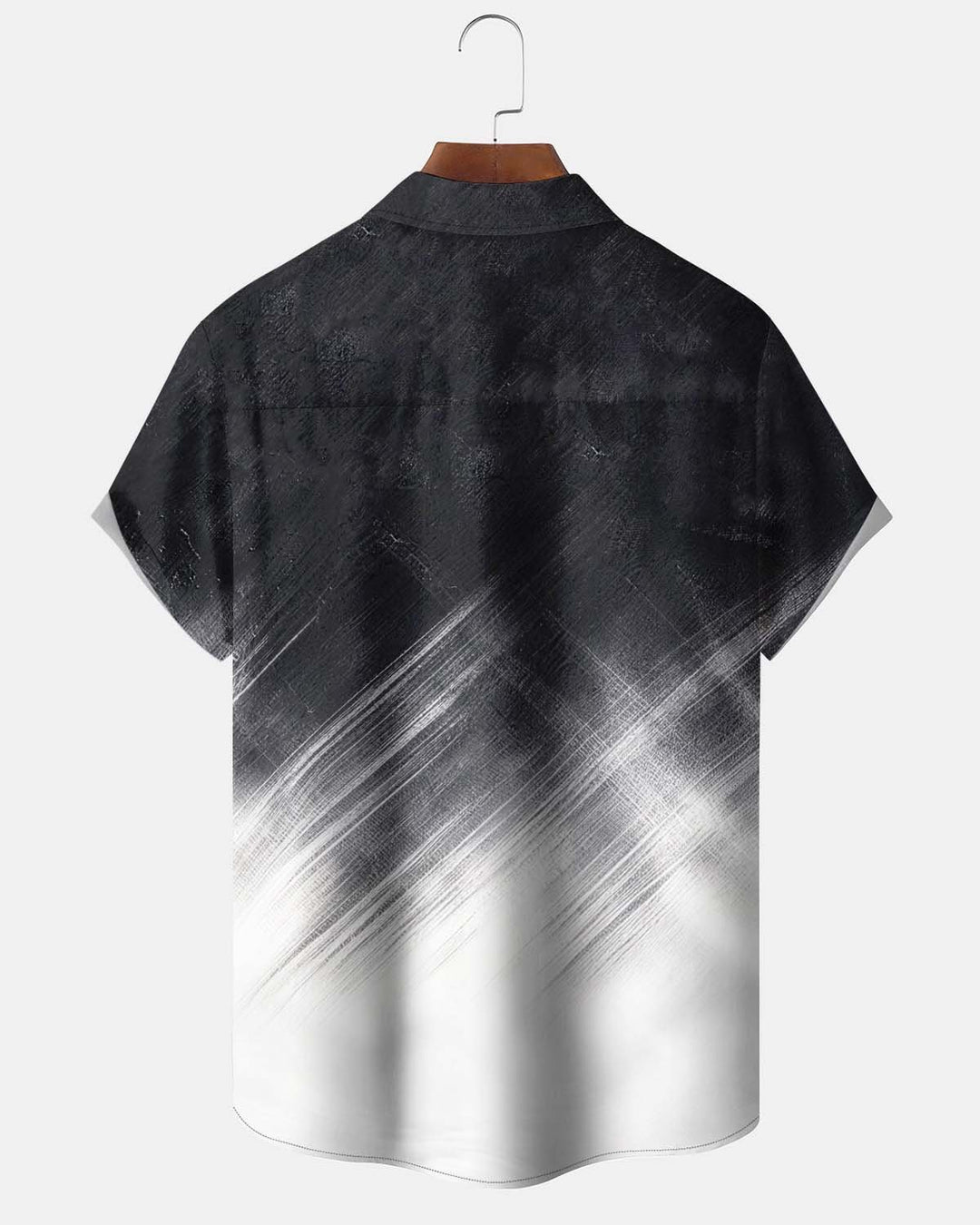 Alohadaddy® Men’s Short-Sleeve Button-Down Shirt  Casual Black-to-White Gradient  Artistic Print with Pocket