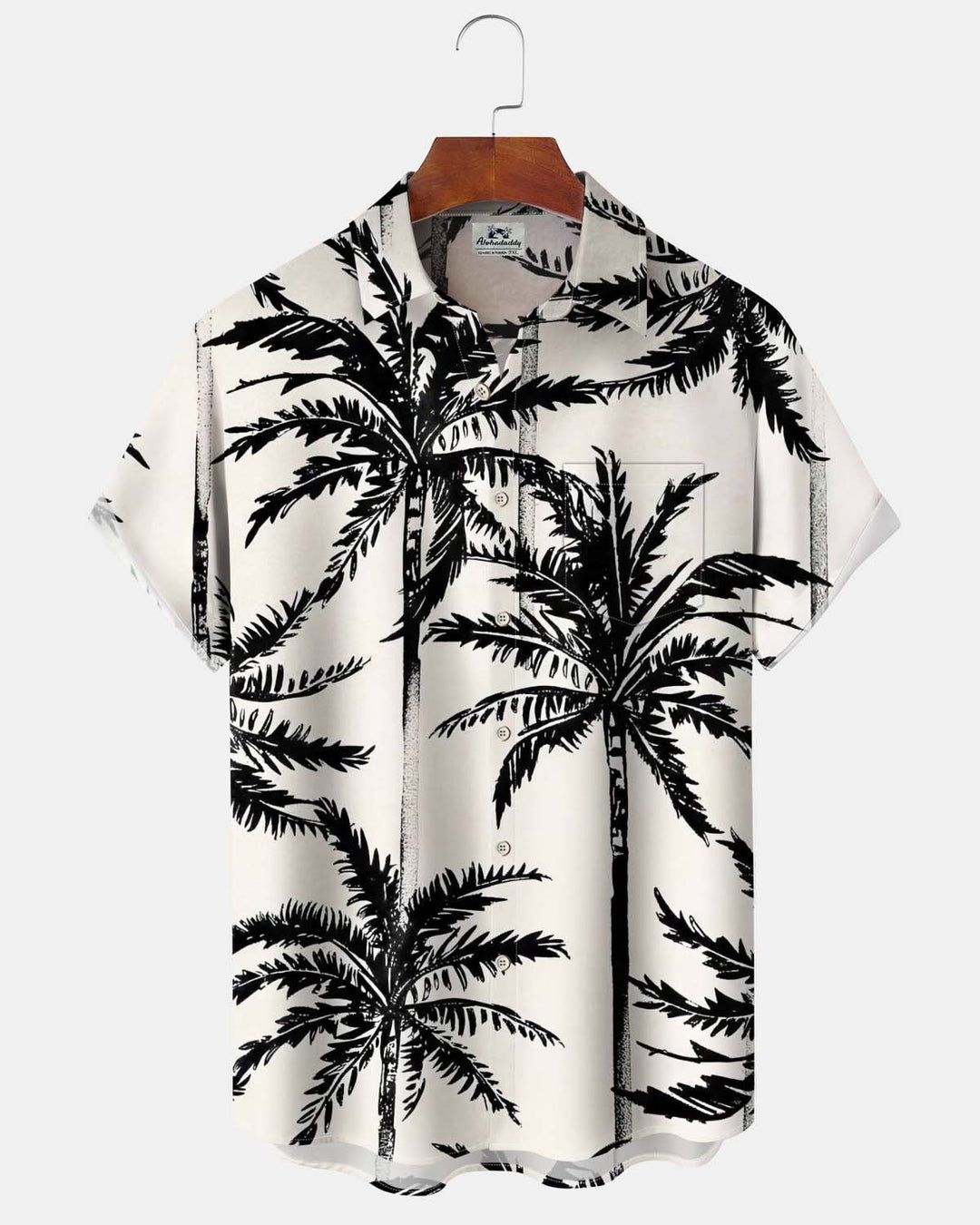 Alohadaddy® Men’s Short-Sleeve Button-Down Shirt with Hawaiian Palm Tree Print and Pocket