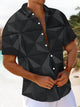 Alohadaddy® Vintage Geometric Art Print Chest Pocket Stretch Hawaiian Short Sleeve Shirt Big & Tall