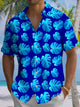 Alohadaddy® Hawaiian Leaves Print Chest Pocket Stretch Moisture Wicking Men's Short Sleeve Shirt