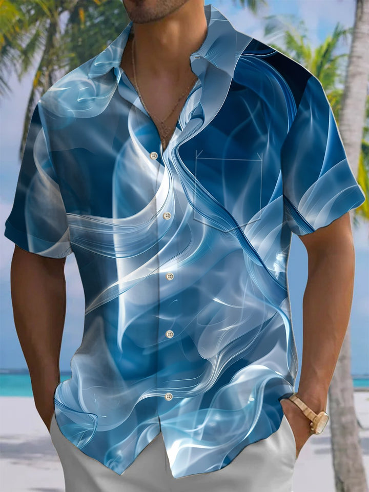 Alohadaddy® Casual Abstract Texture Chest Pocket Stretch Oversized Men&